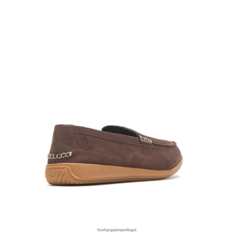 mocassim finley homens0NNHR310 Hush Puppies mocassim nubuck marrom escuro