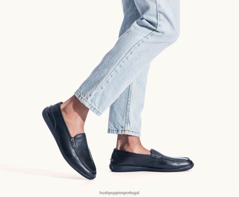 mocassim finley homens0NNHR315 Hush Puppies mocassim couro preto