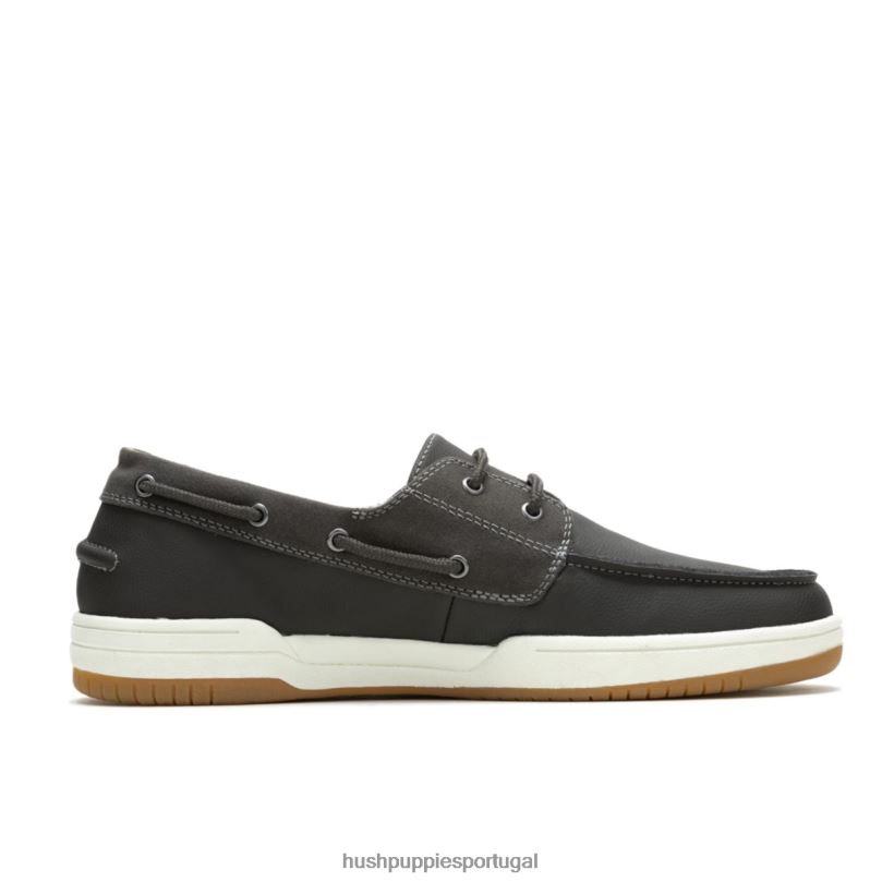 sapato de barco colton homens0NNHR345 Hush Puppies mocassim couro cinza escuro