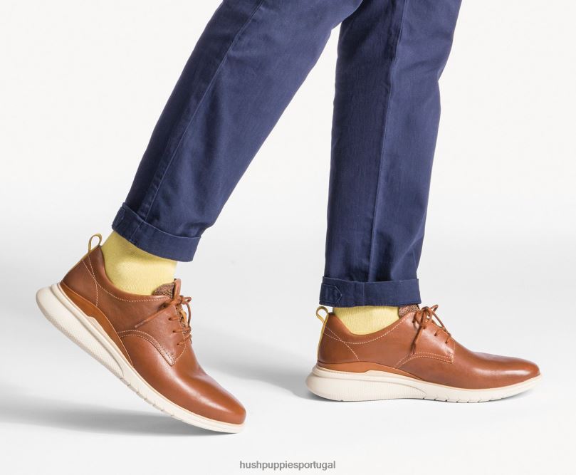 avanço com cordões oxford homens0NNHR288 Hush Puppies Oxford couro conhaque