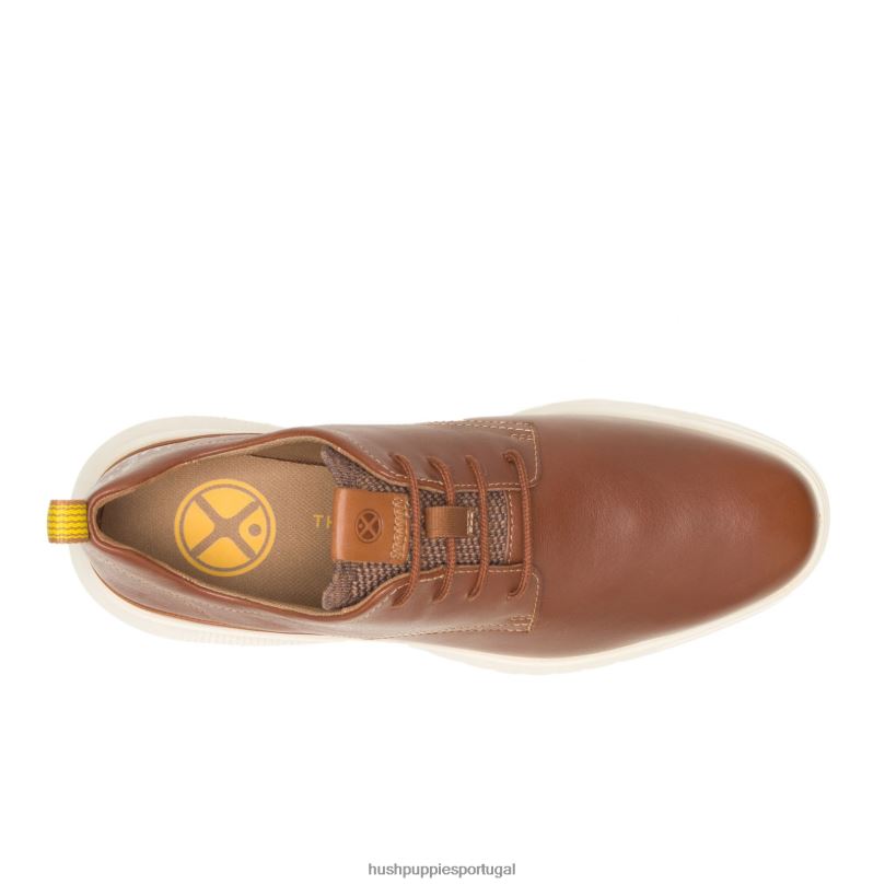 avanço com cordões oxford homens0NNHR288 Hush Puppies Oxford couro conhaque