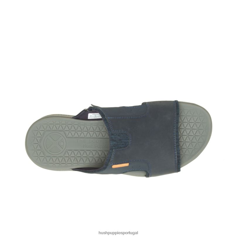 ativar sandália deslizante homens0NNHR318 Hush Puppies sandália couro azul marinho