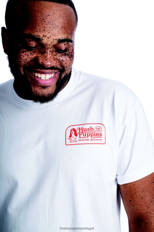 camiseta estampada basset hound retrô homens0NNHR364 Hush Puppies Camisetas branco