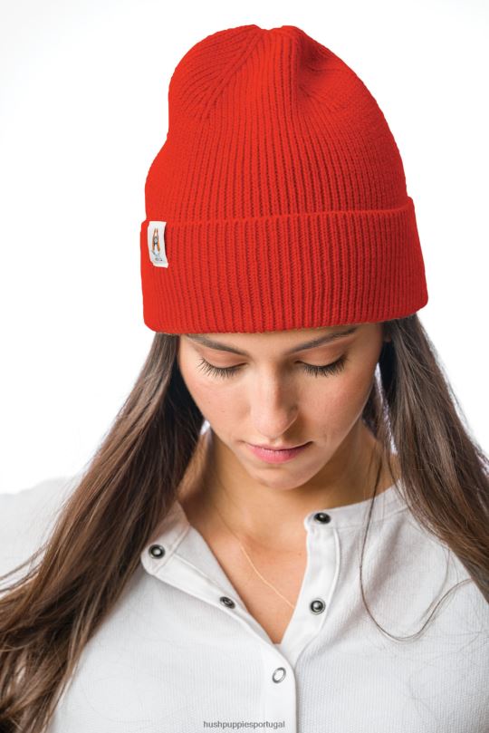 gorro de malha mulheres0NNHR255 Hush Puppies gorro laranja tijolo