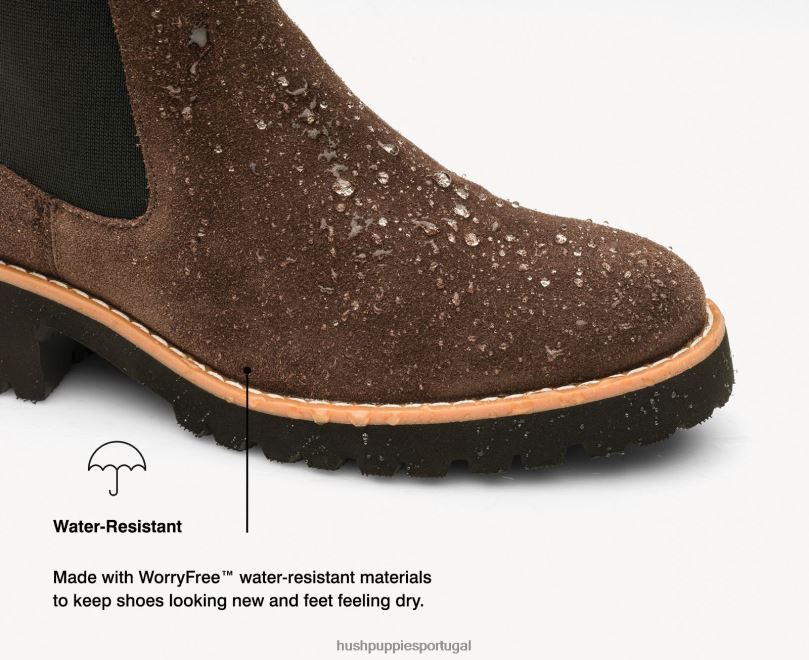 bota amelia chelsea mulheres0NNHR155 Hush Puppies bota camurça marrom chocolate