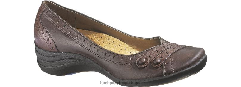 burlesco mulheres0NNHR234 Hush Puppies sapatos casuais couro marrom escuro