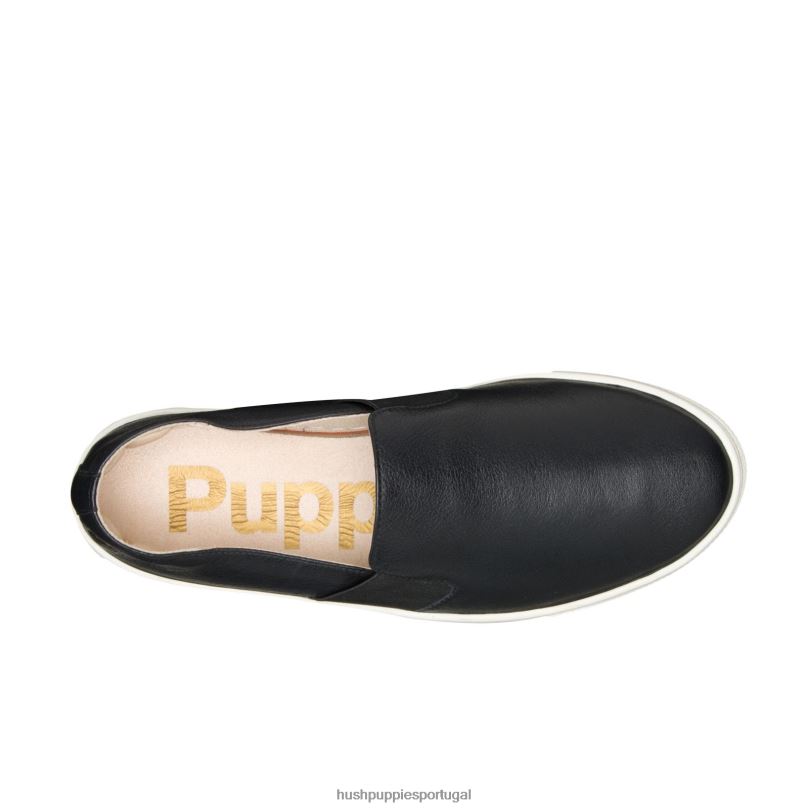 noelle escorregar mulheres0NNHR74 Hush Puppies escorregar em couro preto ousado