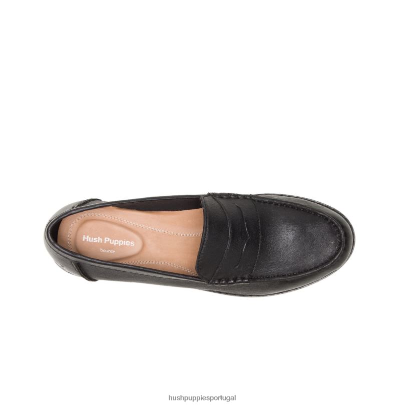 wren mocassim ajuste perfeito mulheres0NNHR72 Hush Puppies mocassim couro preto