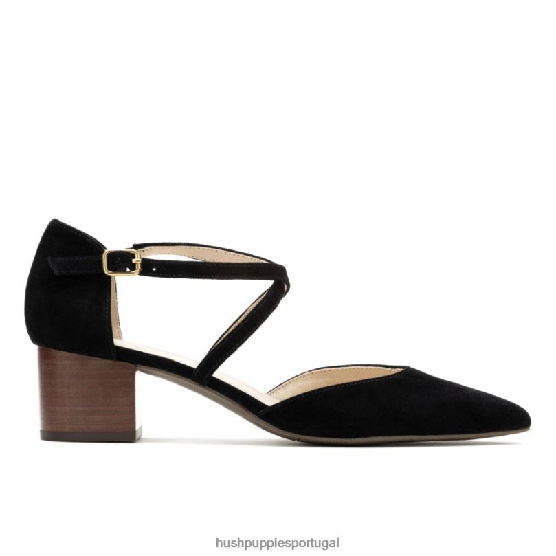 bomba cruzada sofie mulheres0NNHR100 Hush Puppies salto camurça preta ousada