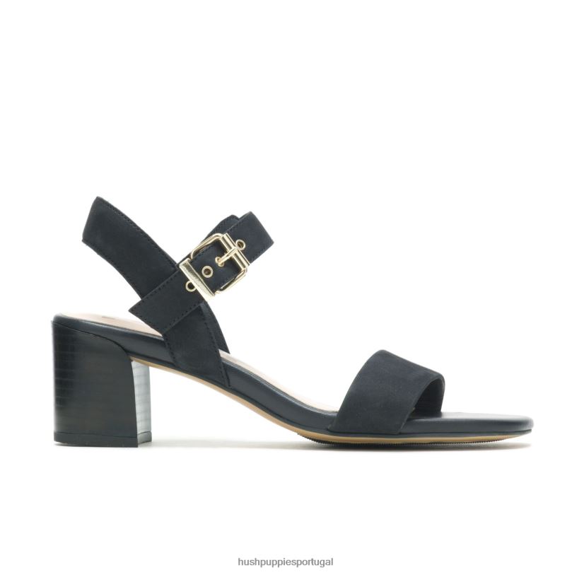 sandália leila meia tira mulheres0NNHR34 Hush Puppies salto nubuck preto ousado