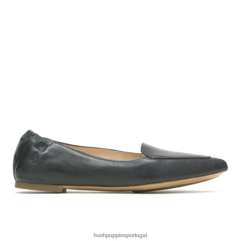 ponta avelã plana mulheres0NNHR49 Hush Puppies sapatos rasos couro preto