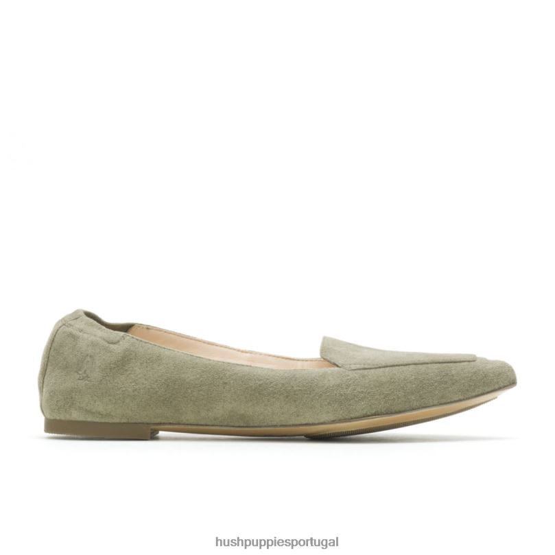 ponta avelã plana mulheres0NNHR56 Hush Puppies sapatos rasos camurça verde-oliva